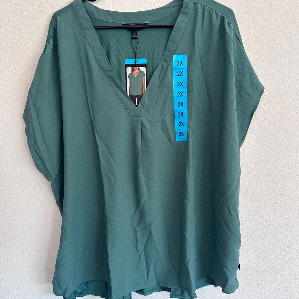 Banana Republic Teal V-Neck Blouse